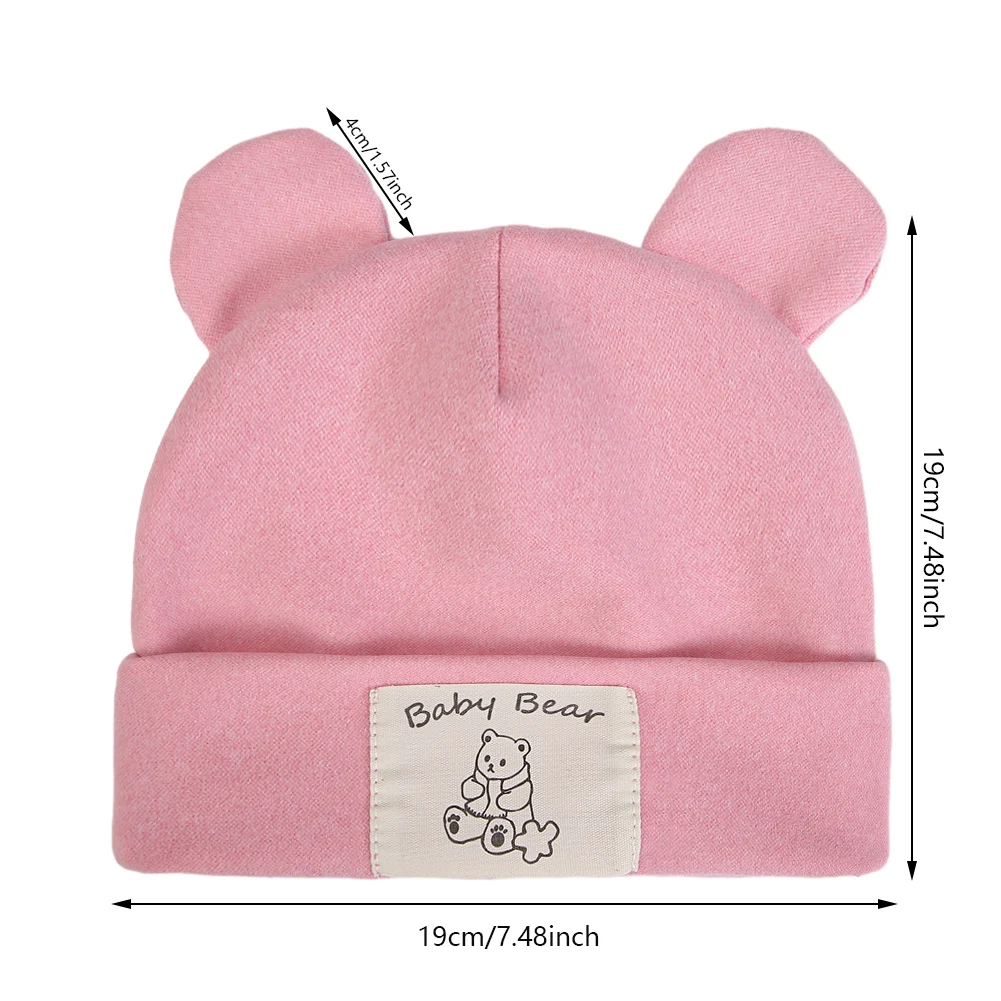 Cute Bear Ear Baby Turban Hats for Newboorn Boys Girls Faux Cashmere Label Caps Beanies Autumn Winter Infant Bonnets