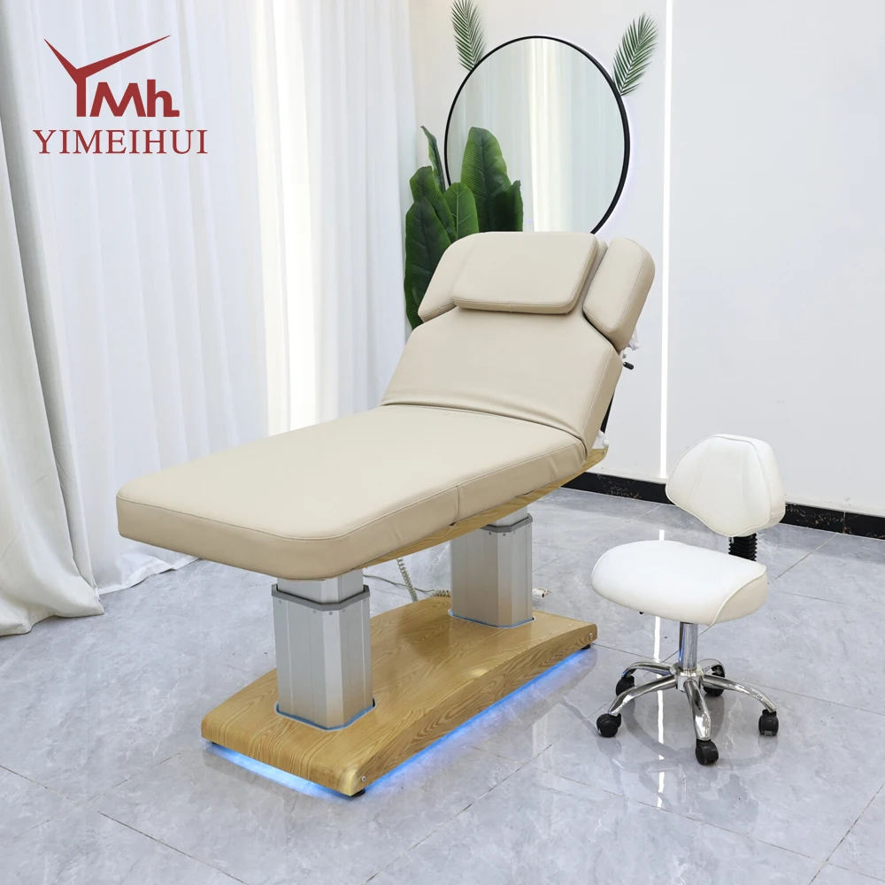 

Salon Furniture Modern 4 Motors Reclining Beauty Spa Lash Bed Luxury Electric Therapy Massage Bed With Led Lights