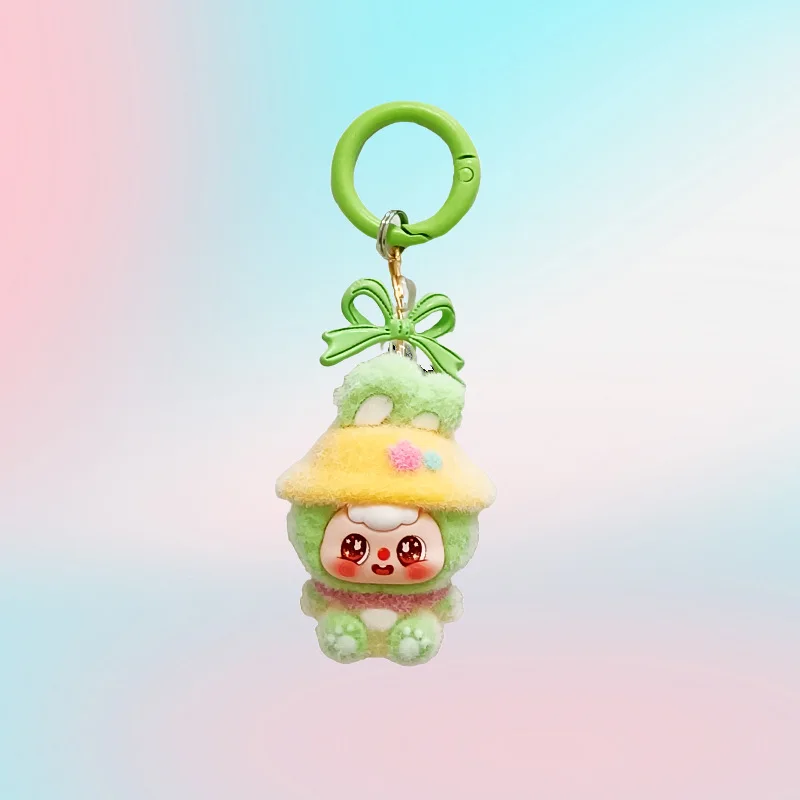 

1PCSCute sit bean rabbit plust keychain pendant trendy plaything bag accessory keychain for girls' bags