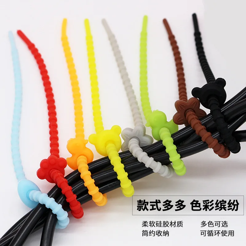 

Silicone Cable Tie Reusable Self-locking Zipper Cable Tie For Data Cable Organizer Binding Belt Fixing Ring