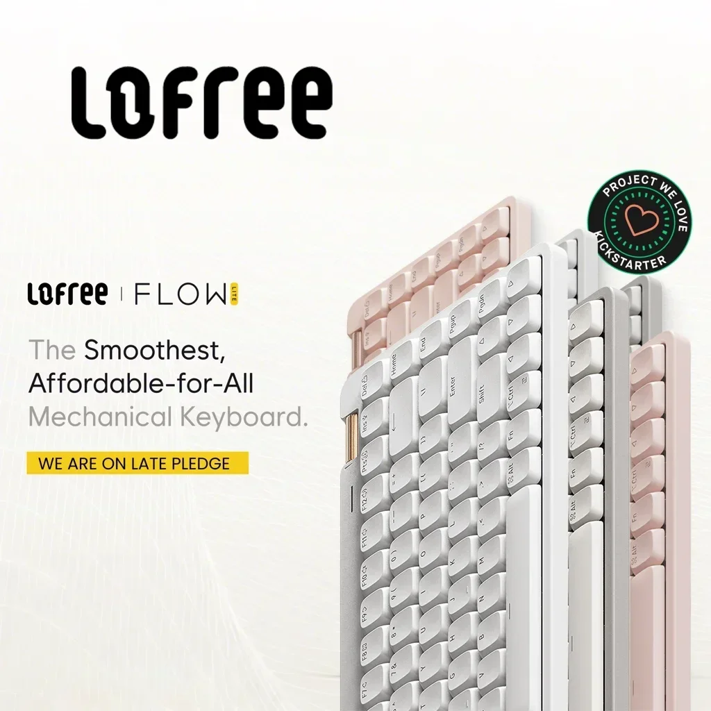 Lofree Lighter&Silenter POM Switch 2.4G Bluetooth Wired Gasket Mount Volume Roller Key Configurator Keycaps Flow Lite Keyboard