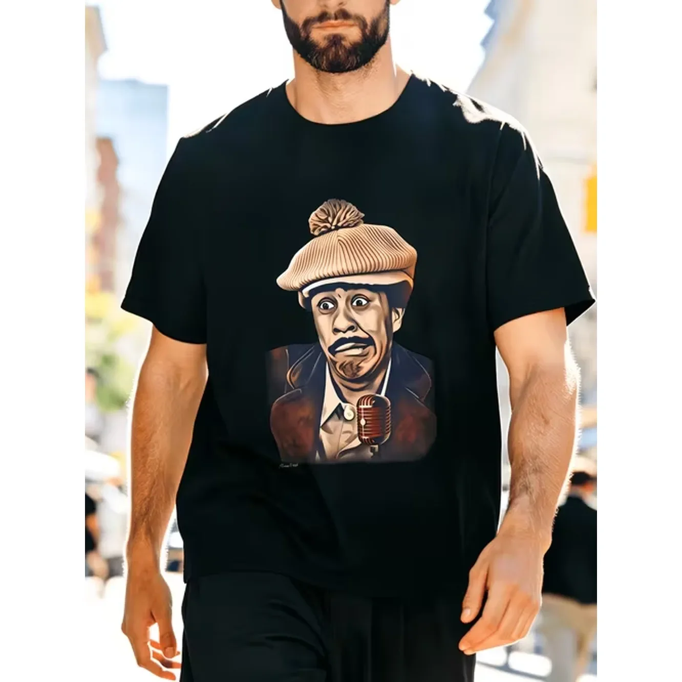 Mens Funny Retro Comedy Print Black T Shirt 100 Cotton This Crewneck Top Is Machine Washable And Fade Resistant A Comfortable Casual Top Suitable For Family Daily Holiday Wear And Street Fashion Styling