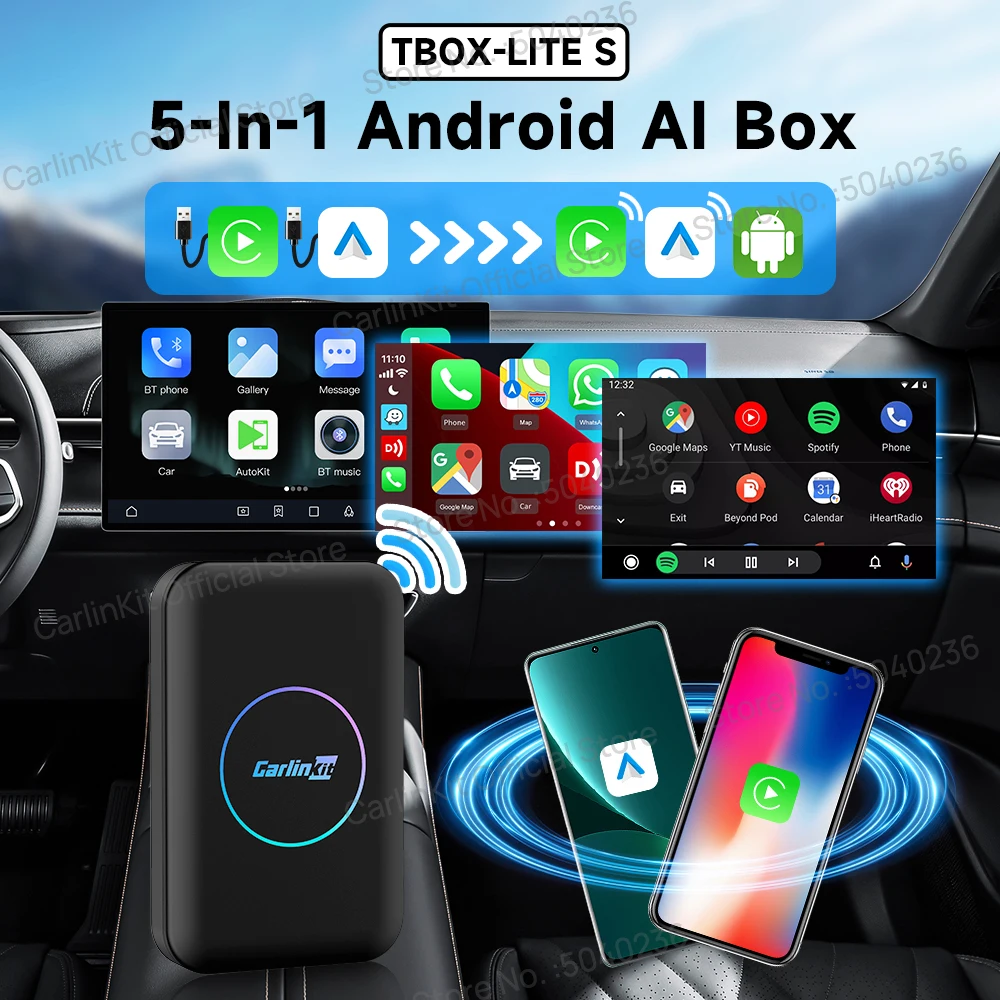 CarlinKit Android TV Box CarPlay Ai Box Support Netflix IPTV Google Play Store Wireless CarPlay & Android Auto Box Auto Connect