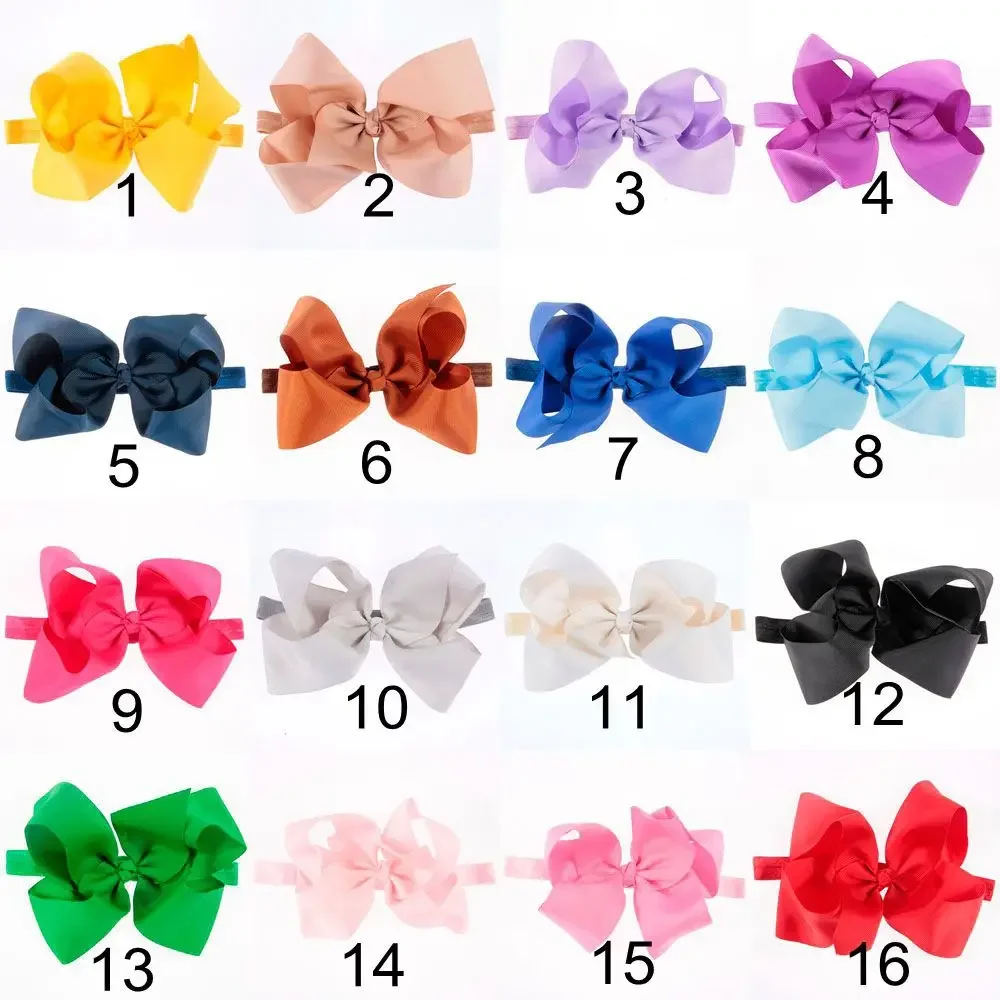 Yundfly 6 Inch Baby Girls Big Bows Hair Accessories Child Headband Elastic Hair Bands Ribbon Bows Kids Hair Bows Headwear