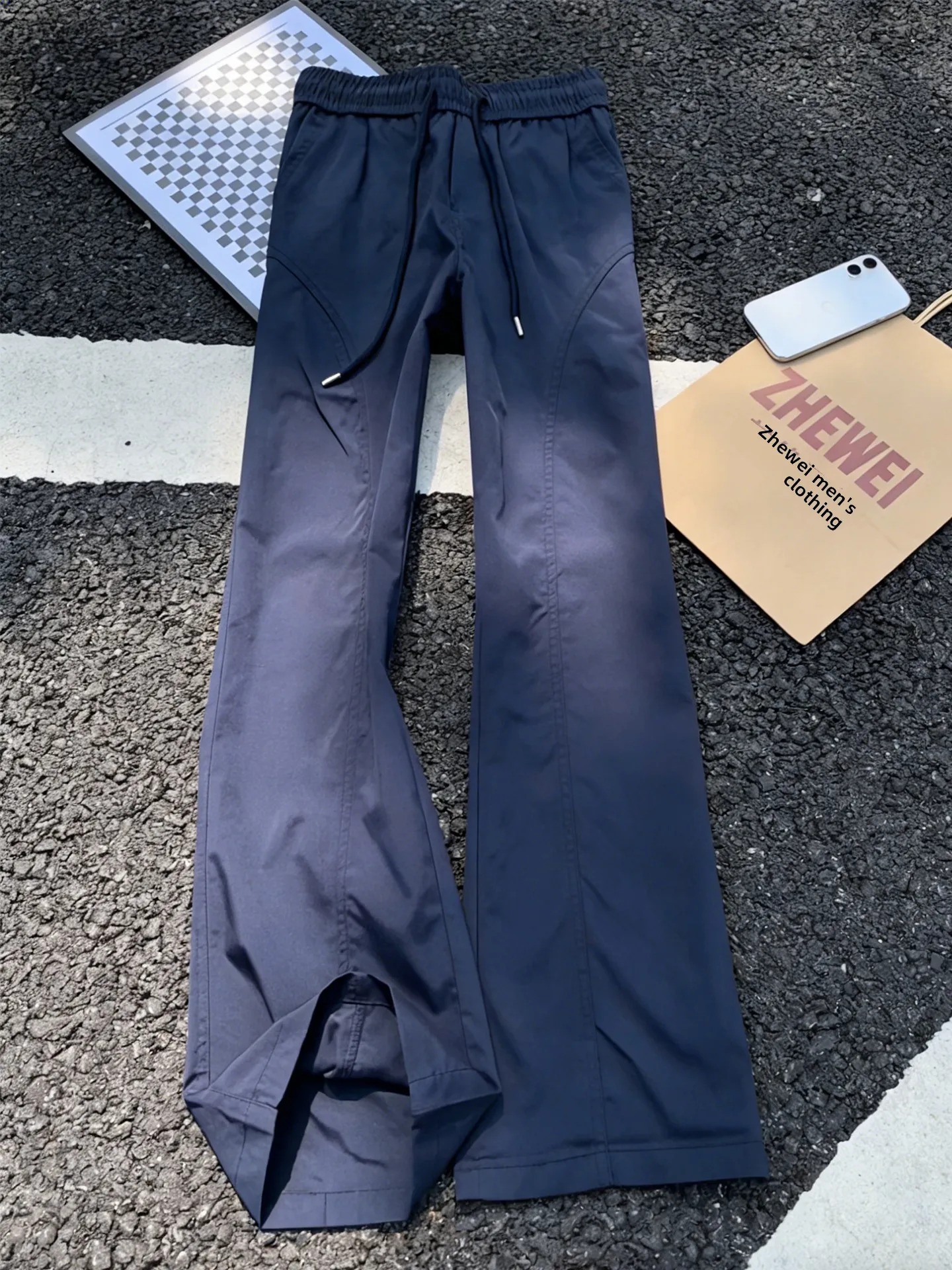 

Deep Blue Tee-Proof Soft ell Men's Cargo Pants American Sle Slant Cut School orm Nylon Qui Dry Sports Long Trousers