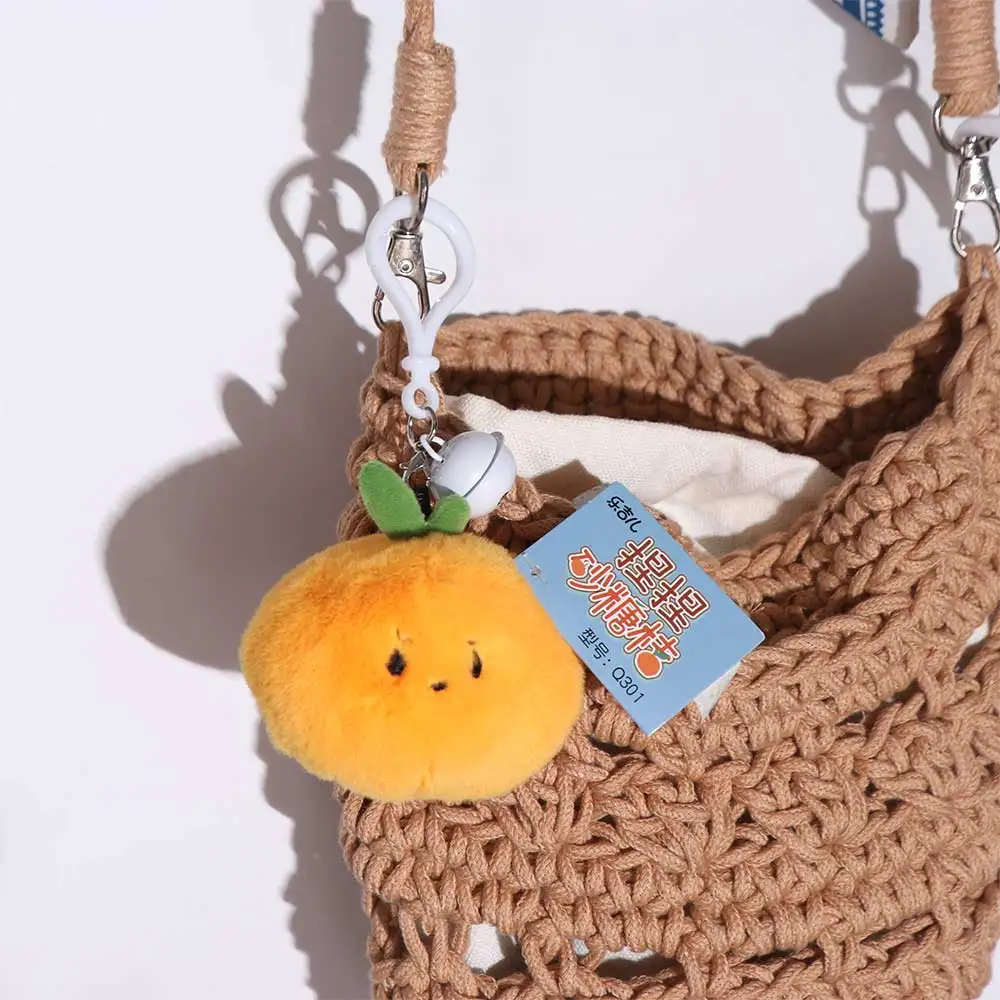 Llavero de felpa de mandarina colgante para bolsa, muñecos de peluche esponjosos, llavero naranja de felpa, llavero de coche de mandarina de dibujos animados suaves