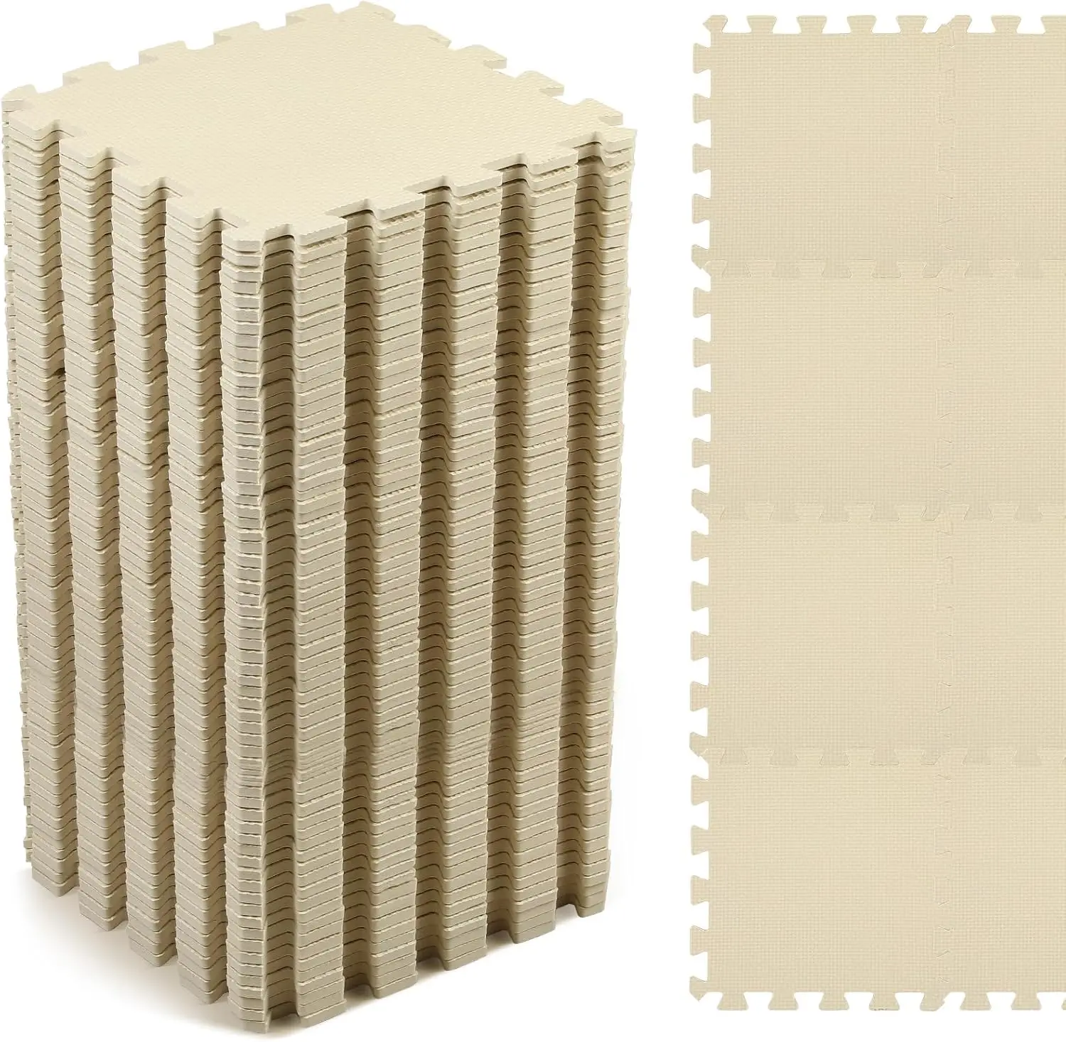 

60 PCS Kids Foam Puzzle Floor Mat Bulk - Solid Color Play Mat with Borders Interlocking Multi Use Rug for Children, White