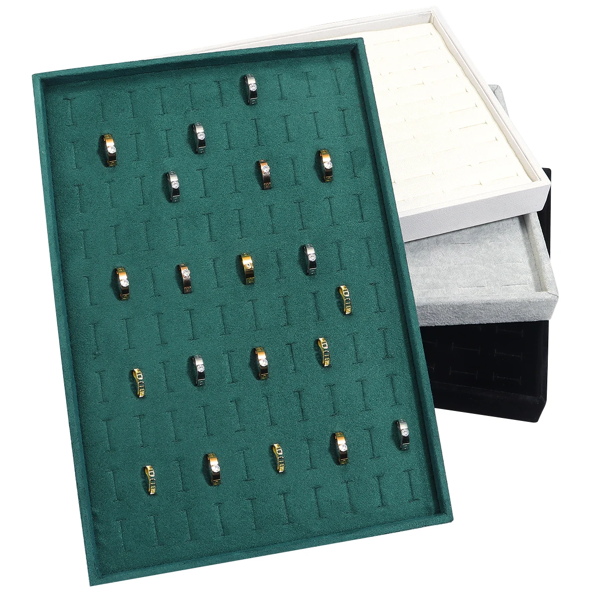 DC 1Pcs Velvet Jewelry Display Tray Multicolor Organizer Holder Box Necklaces Bracelets Rings Earring Storage Show Tray Case