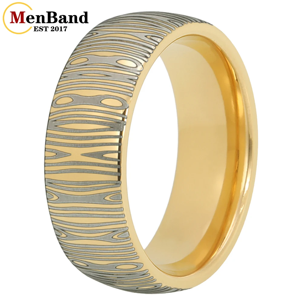 

MenBand 6/8MM Laser Engraved Damascus Pattern Men Women Tungsten Wedding Band Ring Domed Polished Shiny Comfort Fit