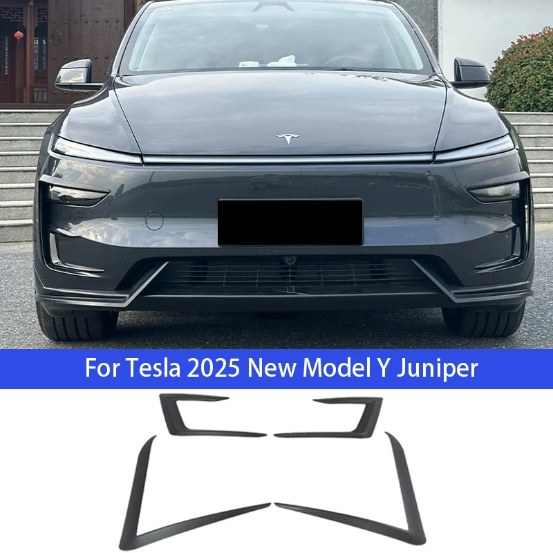 

For Tesla 2025 New Model Y Juniper Carbon fiber patten Bright black Wind Deflector Front Bumper Wind Deflector Air Blade