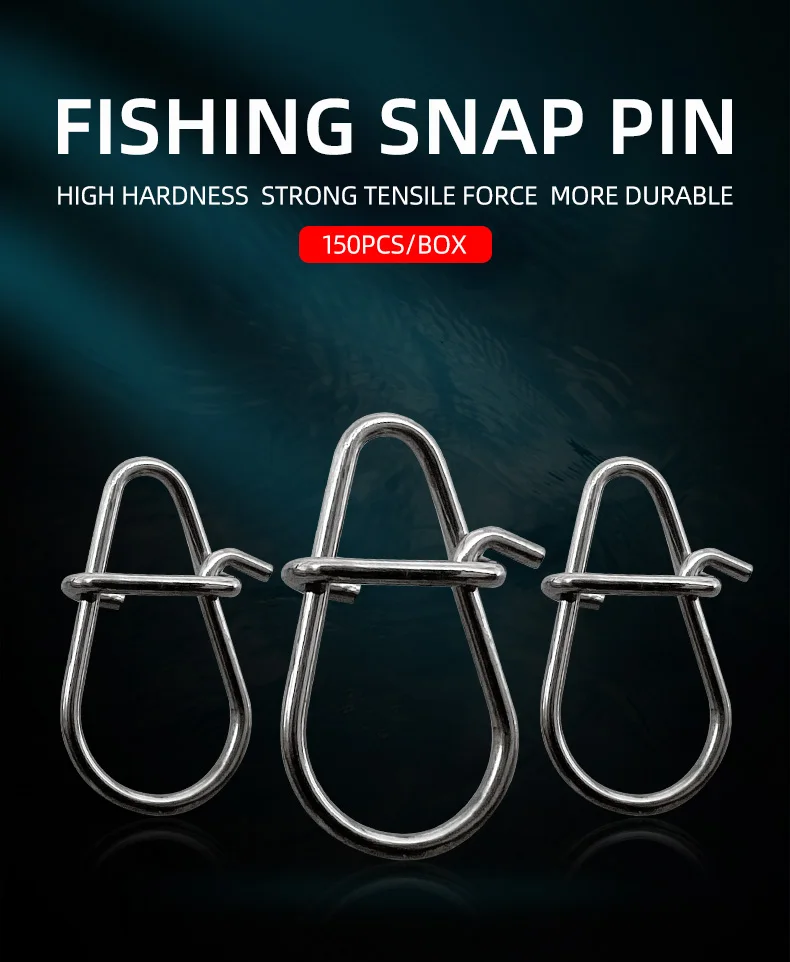 ShareShark 150 Stück/Box Angelverbinder Wirbel Edelstahl Hakenverschluss Snap-Wirbel Ringe Angelzubehör Werkzeug – Detail 1