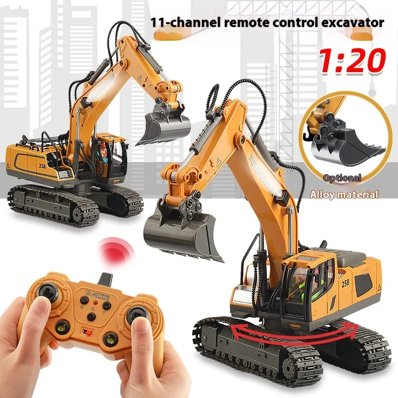 Children'S Large Alloy Remote Control Excavator 11 Channel Crawler Excavator Boy'S Engineering Remote Control Car Toy