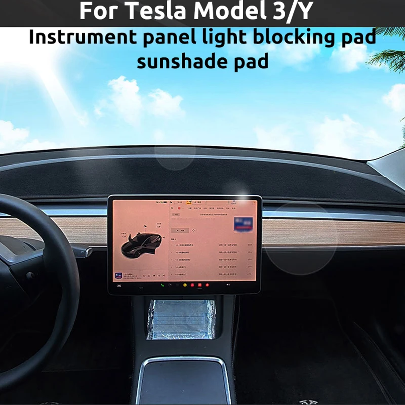

Custom Flannel Anti-UV Dashboard Cover Dash Mat Protector Pad For Tesla Model Y/3 2017-2023 Center Console Accessories Sunshade