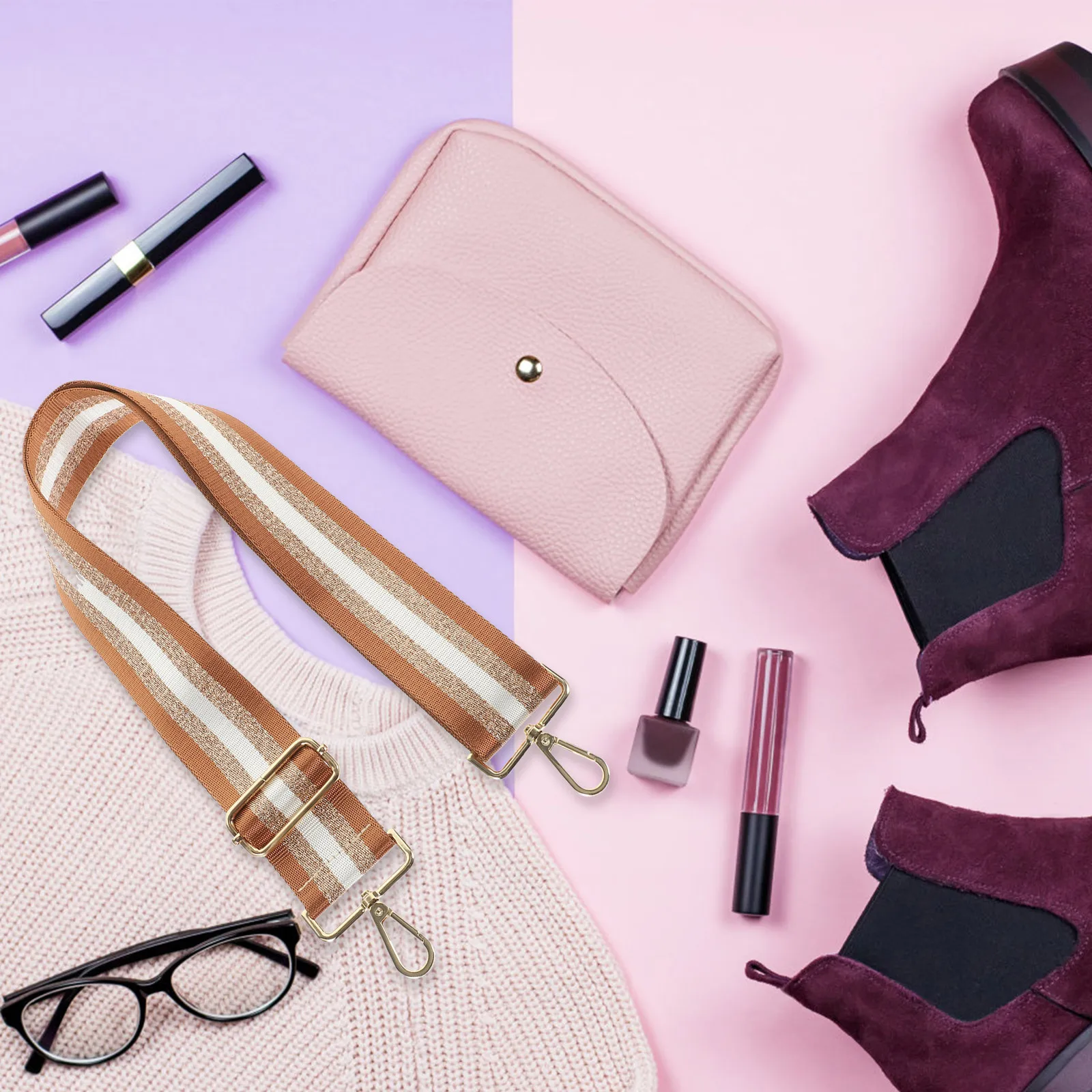 

Wide Replacement Bag Strap Nylon Shoulder Crossbody Purse Handbag Adjustable Strong Load-Bearing Comfortable Non-Slip Metal