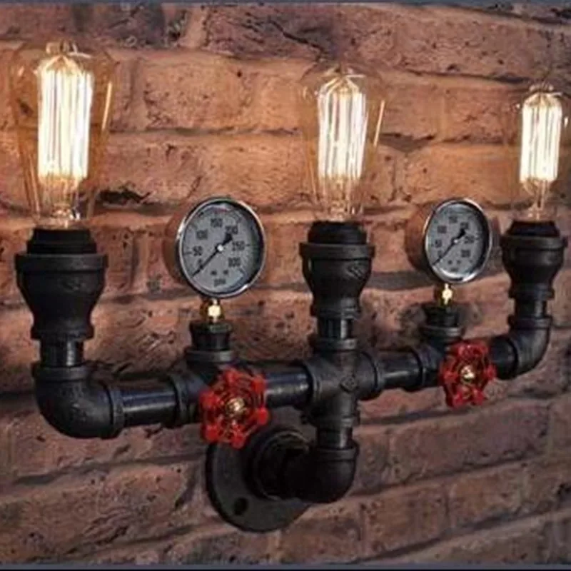 

LOFT American Retro Industrial Water Pipe Wall Light Bar Decoration Wall Lamp Iron Pipe Bedroom Restaurant Cafe Ornament Home