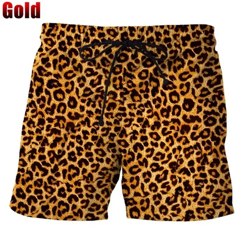 Calções de surf de secagem rápida masculino, unissex, clássico, colorido, leopardo, estampado em 3D, casual, praia, natação, moda verão