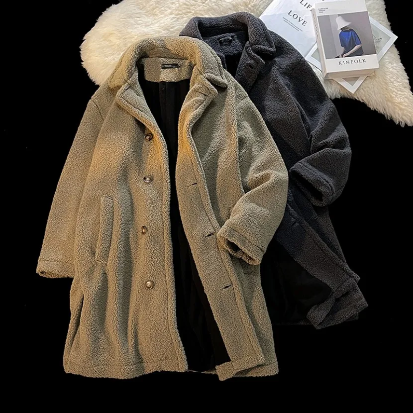 

Мужская зимняя утепленная куртка средней длины из хлопка с подкладкой из овечьего флиса, повседневная, теплая, молодежная, в стиле CleanFit