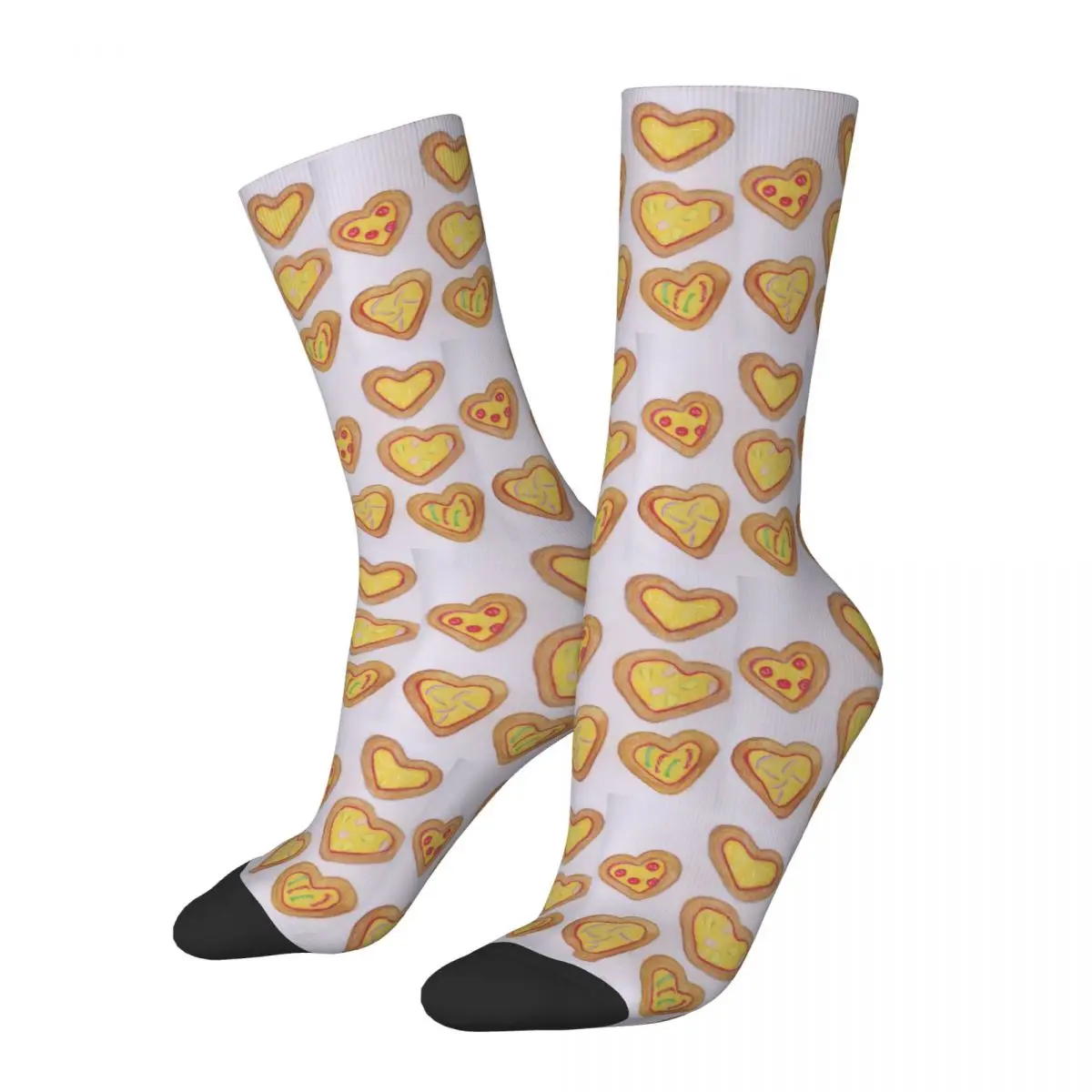 Calcetines de pizza con corazón de amor, medias absorbentes de sudor Harajuku, calcetines largos para todas las estaciones, accesorios para regalos de navidad Unisex