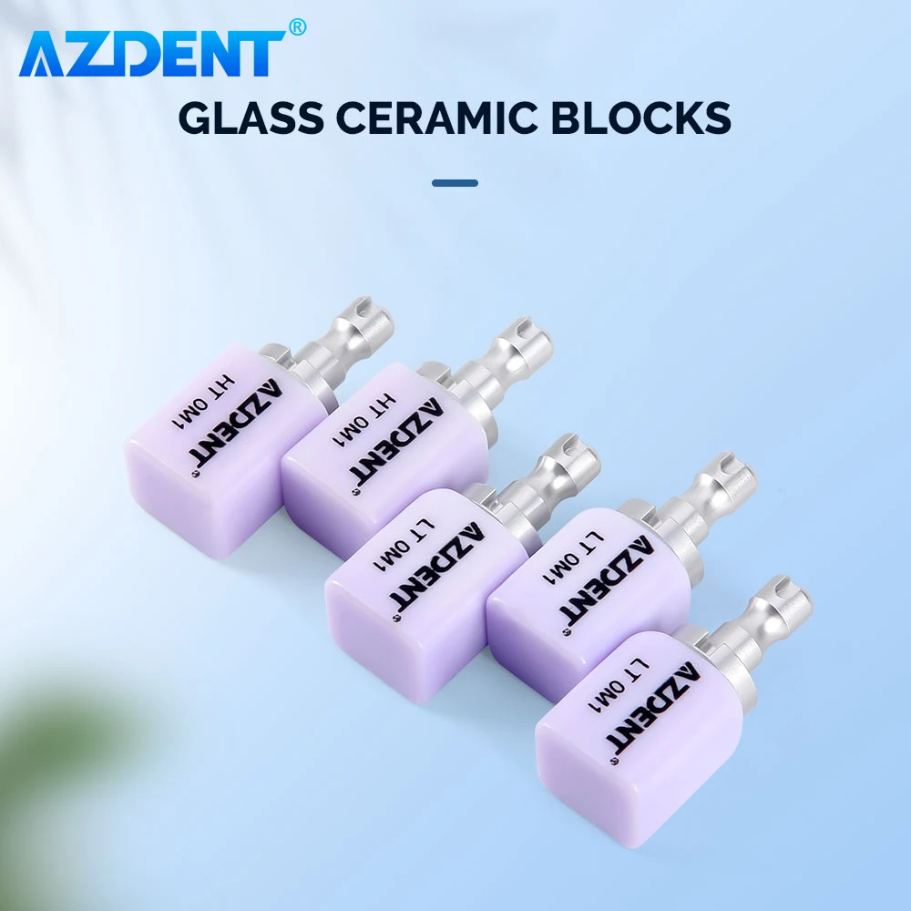 5Pcs AZDENT Dental Lab Lithium Disilicate C14 Glass Ceramic Blocks LT/HT Crown Material for CAD CAM Sirona Cerec Milling System