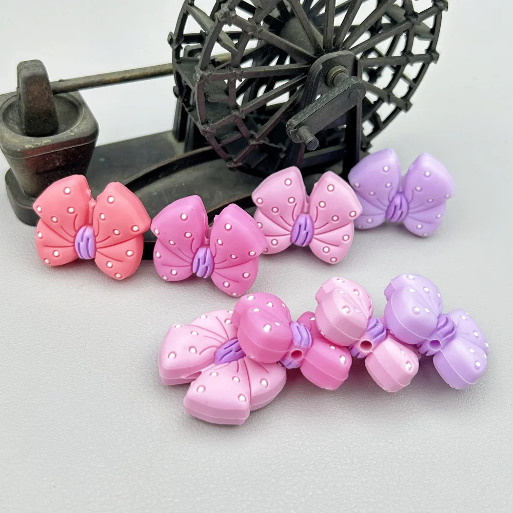 10PC Flower Bow Tie Beads 11Colors Teethe Baby DIY String Pen Bead Nipple Chains Jewelry Accessories Teethe Silicone Focal Beads