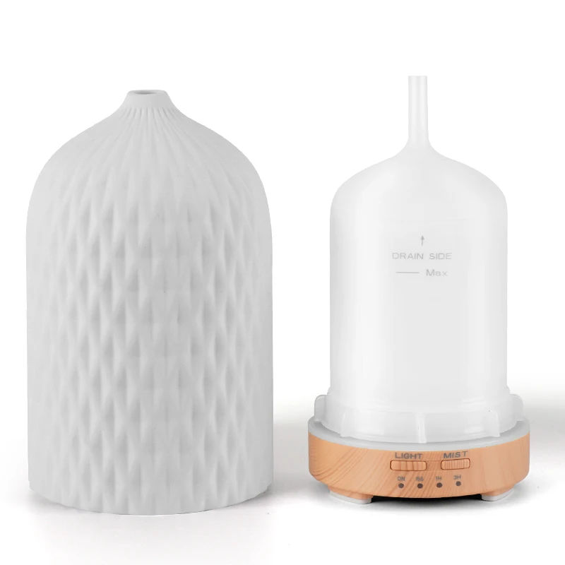 Custom Patterns Ultrasonic USB Powered Eco-Friendly LED Lighting Ceramic Large Capacity Waterless Humidifier Timing Diffuser