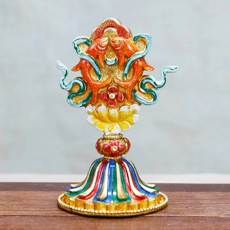 Copper hand-painted eight auspicious ornaments, Tibetan auspicious eight treasures set, Buddha prayer