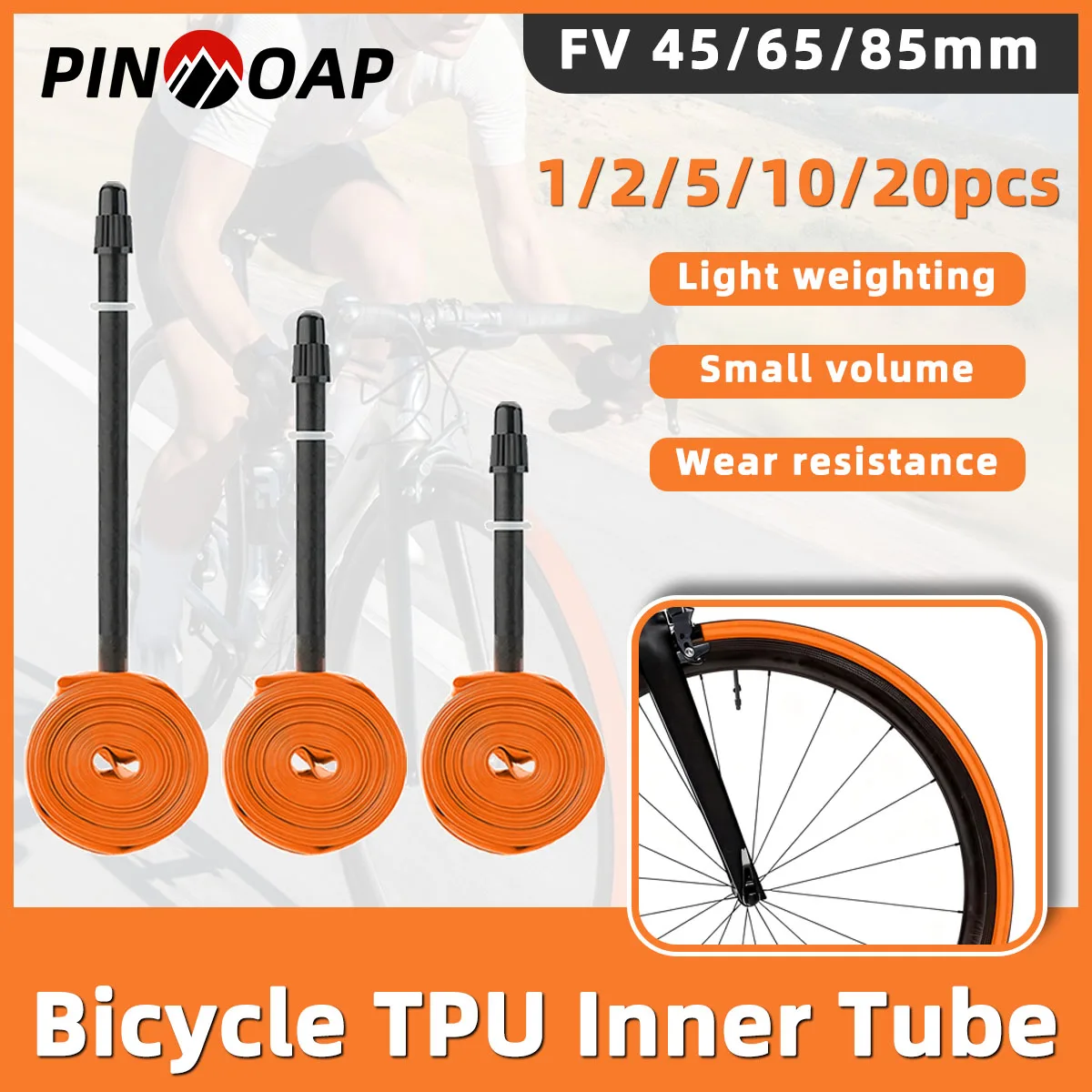 PINMOAP Road Car Inner Tube Ultra Light TPU Material 45mm/65mm/85mm Air Nozzle 700x18-32c Explosion-Proof Durable Inner Tube
