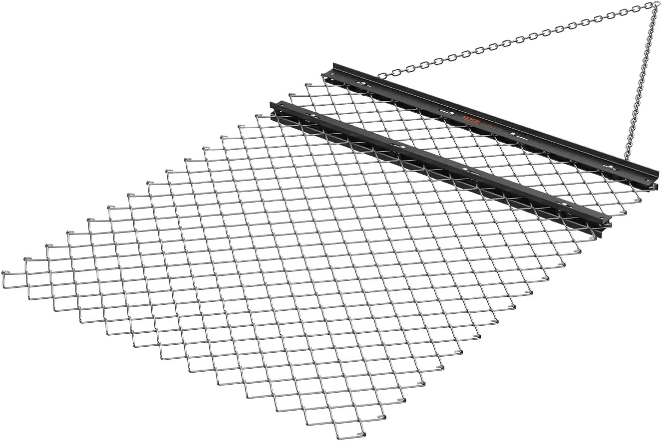 

4 x 5 футов для квадроциклов Drag Harrow, насадки для трактора UTV Q235 Steel для ландшафтного выравнивания или подготовки Sod, черный