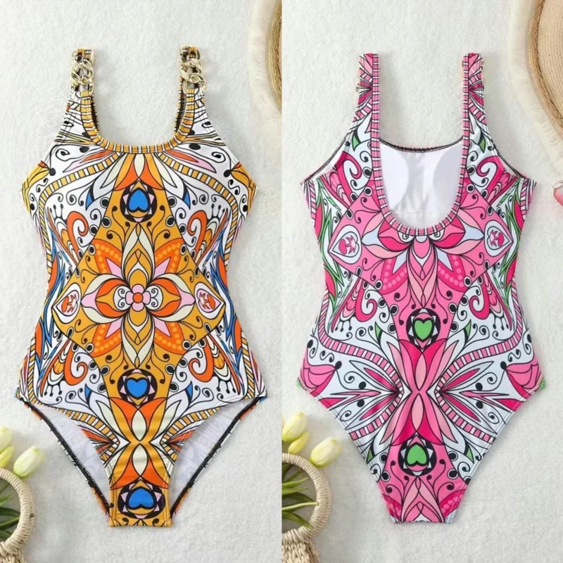 Sexy Strap Backless Printed One Piece Bikini Woman Swimwear Beach Bathing Suit Swimming Suit Women Swimsuit Female Bikinis