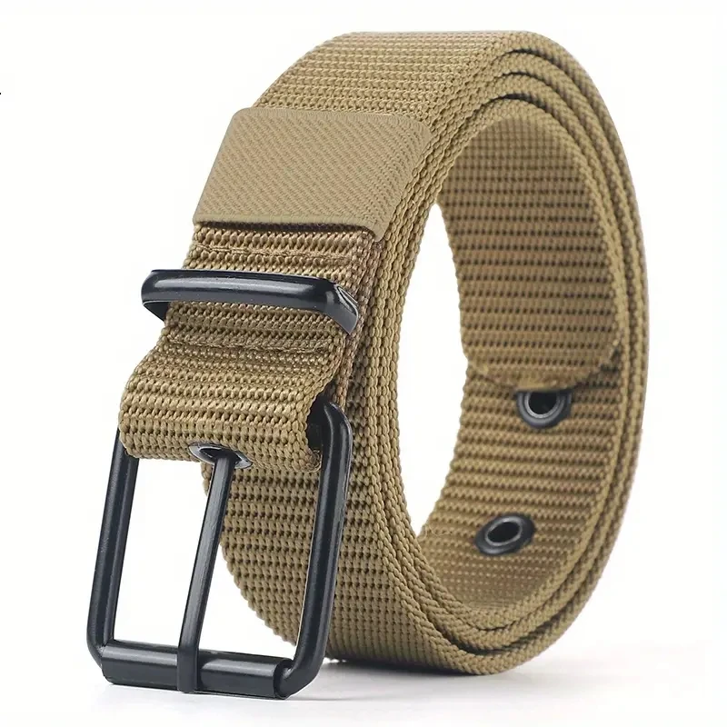 Men\'s Belt Porous Canvas Pin Buckle Leather Belt Outdoor Sports Belt Women\'s Trendy Eyelet Belt With Jeans Belt For Men Women