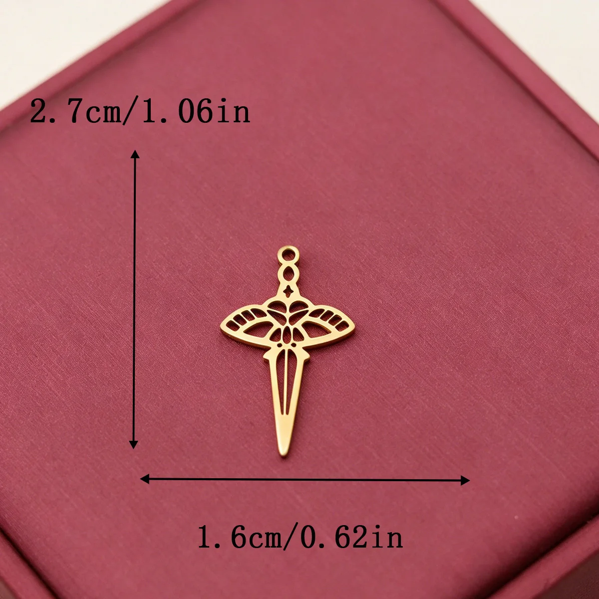 3pcs Stainless Steel Hollow Sword Charms Gothic Moth Sword Pendant for DIY Jewelry Making Earrings Necklace Craft Findings