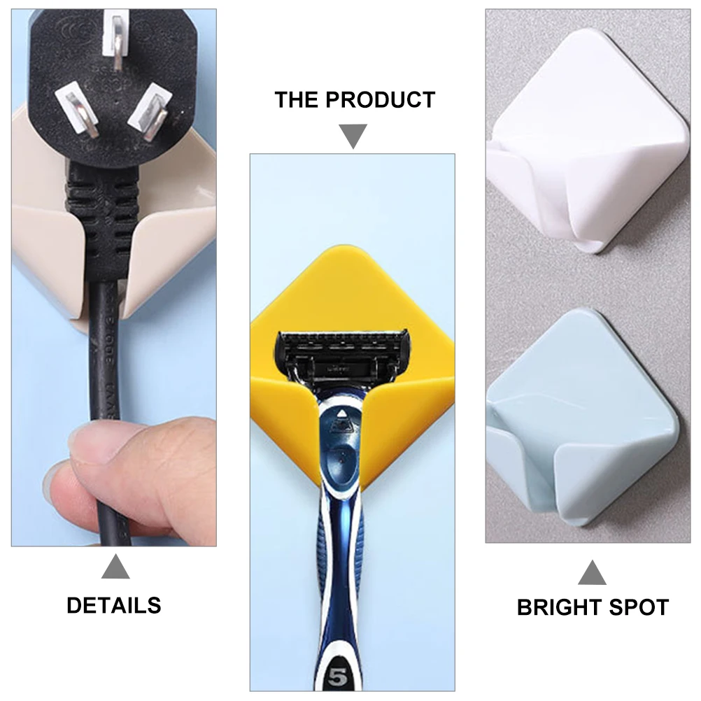 

2Pairs Power Plug Hooks Non-Punching Adhesive Design Space-Saving Wall Storage for Chargers Controllers and Mobile Phones