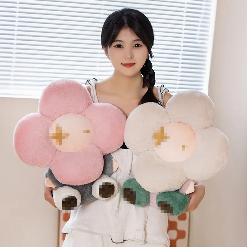 Soft Cartoon Plant Decor Sleep Cuddle Pillow Cushion Sun Flower Plush Doll Kawaii Sun Flower Cute Stuffed Room Decoration Toy