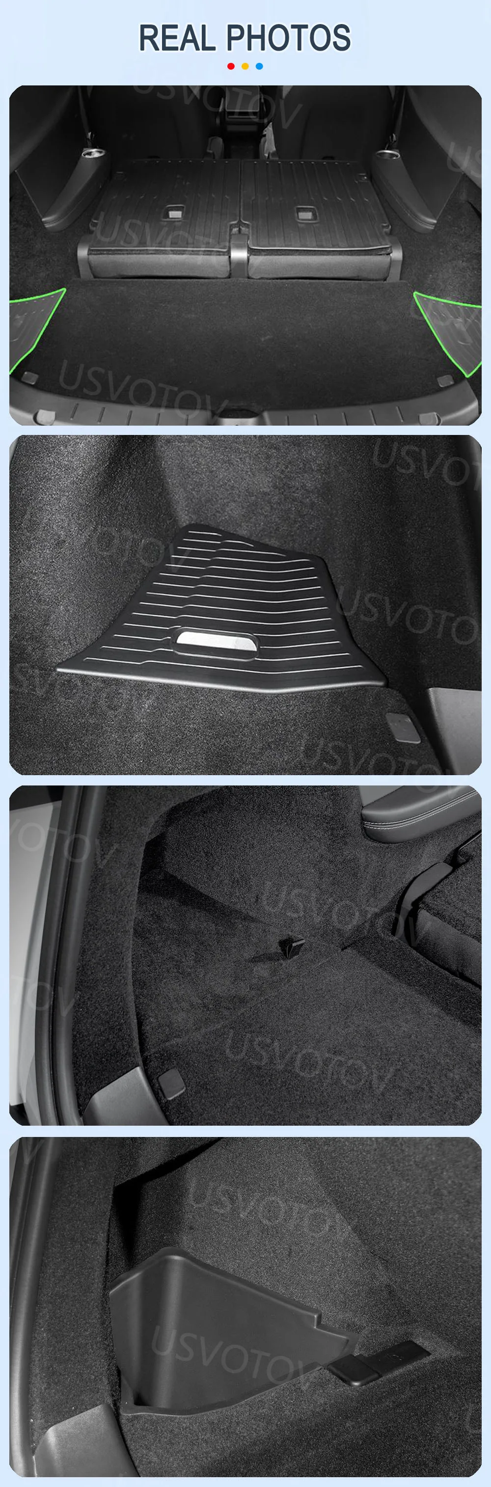 Kofferraum-Aufbewahrungsboxen für Tesla Model YL [6-Sitzer] TPE Wasserdichte Kofferraum-Organizer-Boxen Matte Innenraum-Aufbewahrungszubehör – Detail 11