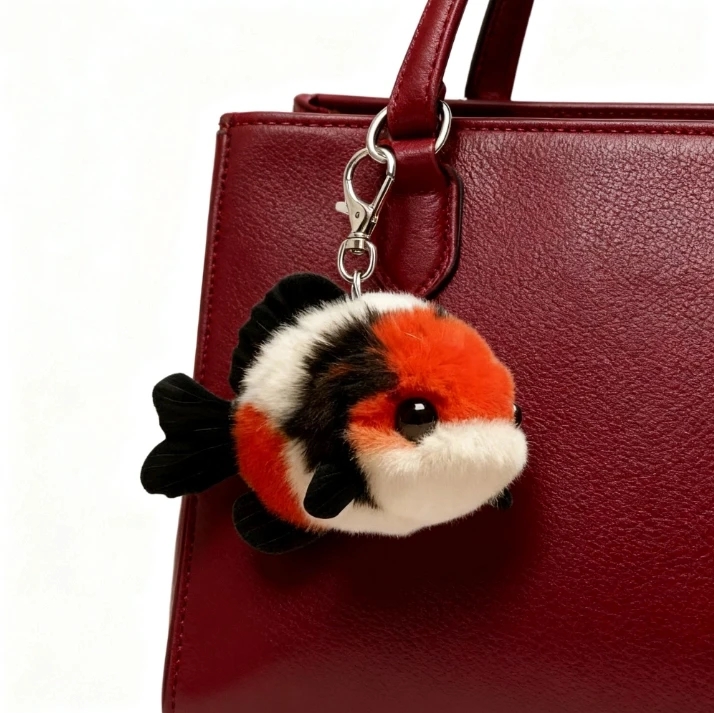 Super Cute Tri Color Koi Cute Pet Bag Mobile Phone Pendant Goldfish Keychain Soft Plush Toy Decoration Surprise Holiday Gift