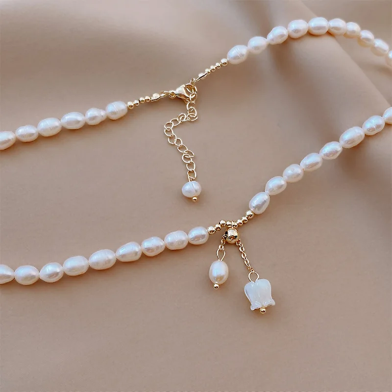New Arrival Sweet Vanille Galante Flower Natural Freshwater Pearl 14K Gold Filled Female Pendant Necklace For Women Chains