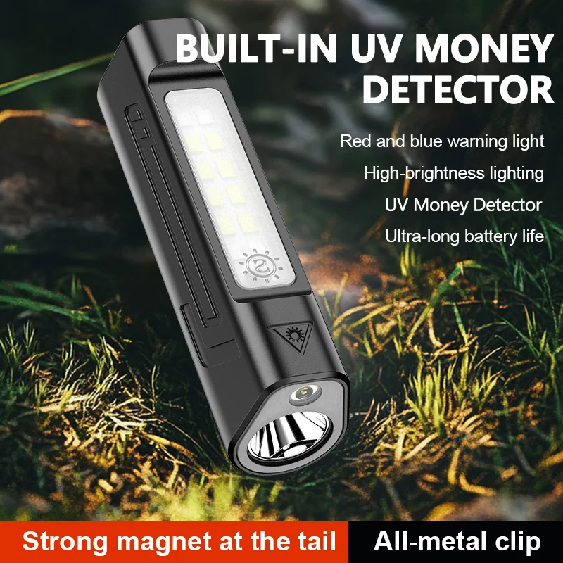 2026 New UV Flashlight Magnetic Cap Clip Multi functional Work Light Outdoor Maintenance Work Light