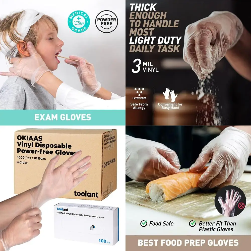 

Перчатки виниловые прозрачные, размер XL, 1000 штук, без латекса, без пудры, идеально подходят для работы с продуктами, лабораторных работ и многого другого, 10 коробок-диспенсеров.