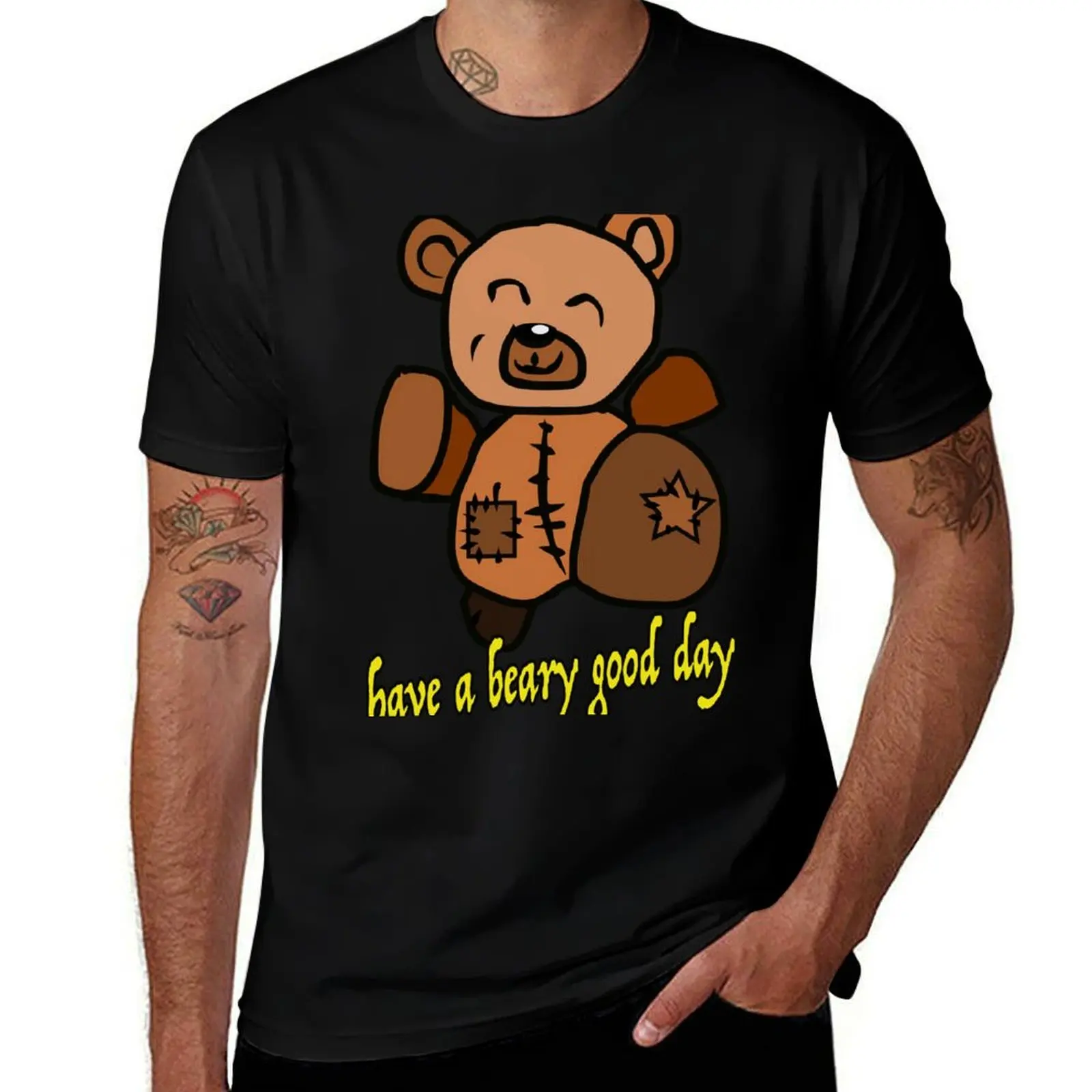 Cuddly little bear! T-Shirt Simple Solid Color Crew Neck Tee T-Shirt