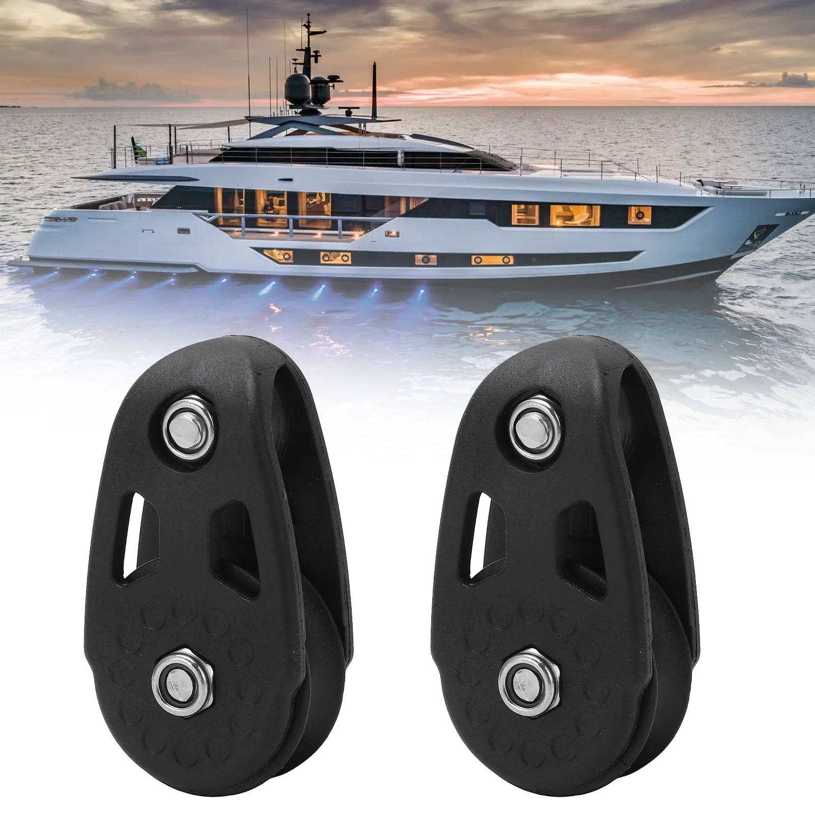 2 Pcs Kayak Pulley Heavy Duty Nylon Sturdy UV Resistance Marine Pulley Block Sheave for Ship Yacht Canoe