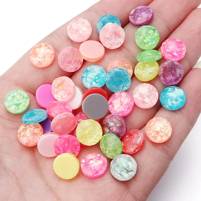 DC 50pcs/lot Resin Cabochons 6-12mm Multicolor Round Shape Spacer DIY Ring Earring Necklace Jewelry Finding Accessories