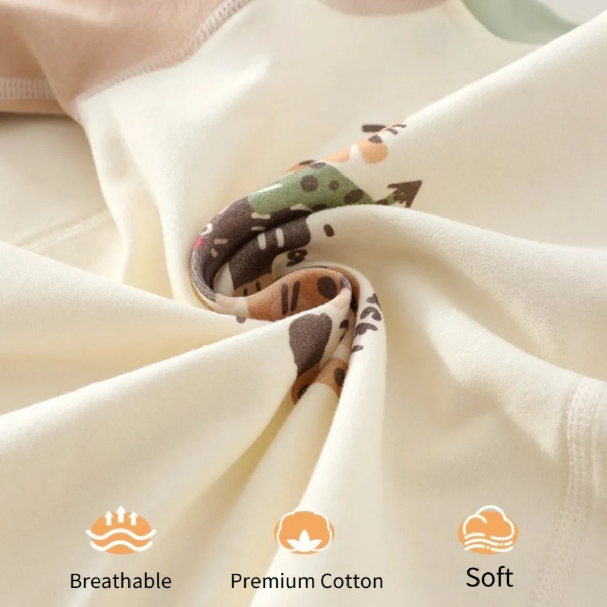 Soft Cotton Baby Romper Front Snap Long Sleeve Bodysuit with Cartoon Print Breathable Newborn Unisex Onesie Spring Fall 6-18M