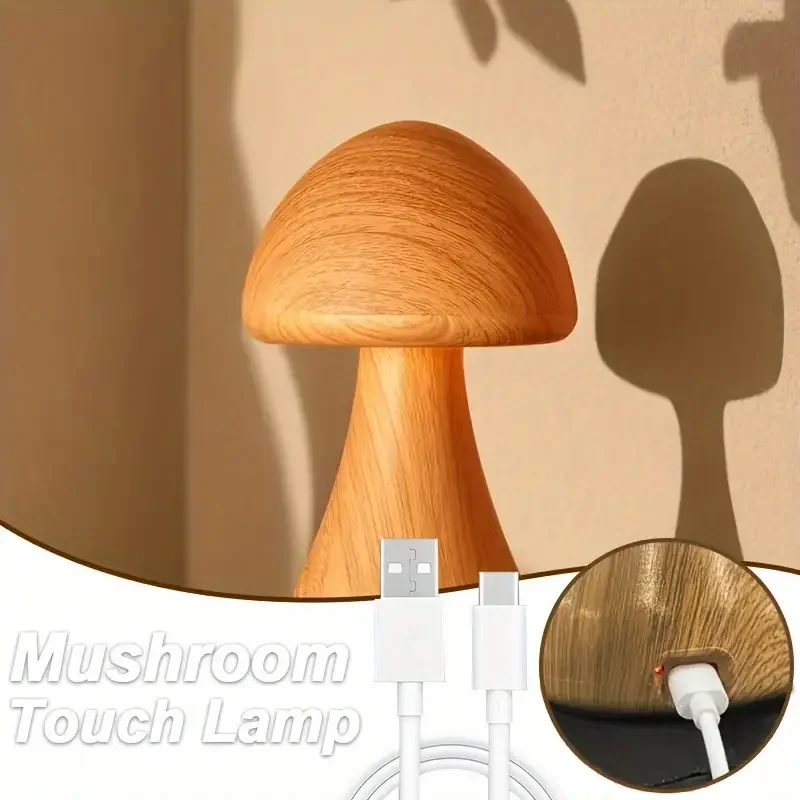 1pc 3 color LED Mushroom Night Lamp With Touch Sensor Table Lamp Mushroom Table Lamp Suitable For Bedroom Cabinet Decor