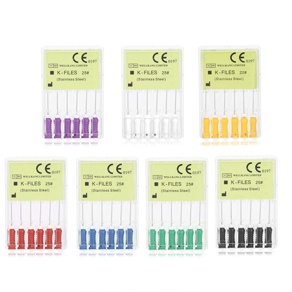 

2 Sets Dental Endo Root Needle K-FILES Dental 21mm SS Root Canal Durable Endodontic Instrument Clean With Holder Multi-color