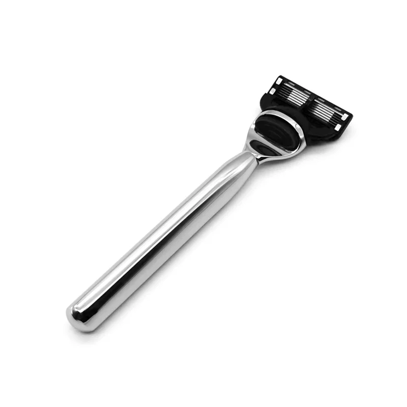 

Men Manual Care Silver Metal Shaver Handle 5-Layer Stainless Steel Safty Razor Blade Suit For