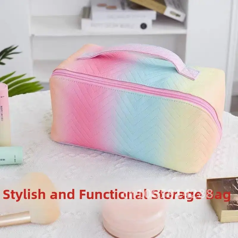 

Colorful Large Capacity PU Cosmetic Bag Portable Travel Toiletry Storage Multi-Function Handbag Style Organizer for Makeup