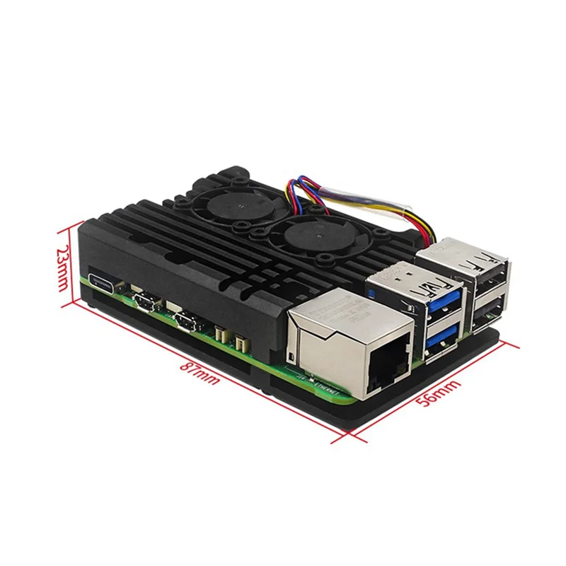M05K для Raspberry Pi 5, корпус из алюминиевого сплава, радиатор, корпус с пассивным охлаждением для Raspberry Pi 5 с двойным охлаждающим вентилятором