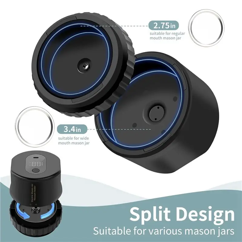 مجموعة أدوات غطاء تعليب الفم العريض والفم العادي A41I 3X لتخزين المواد الغذائية باللون الأسود #4