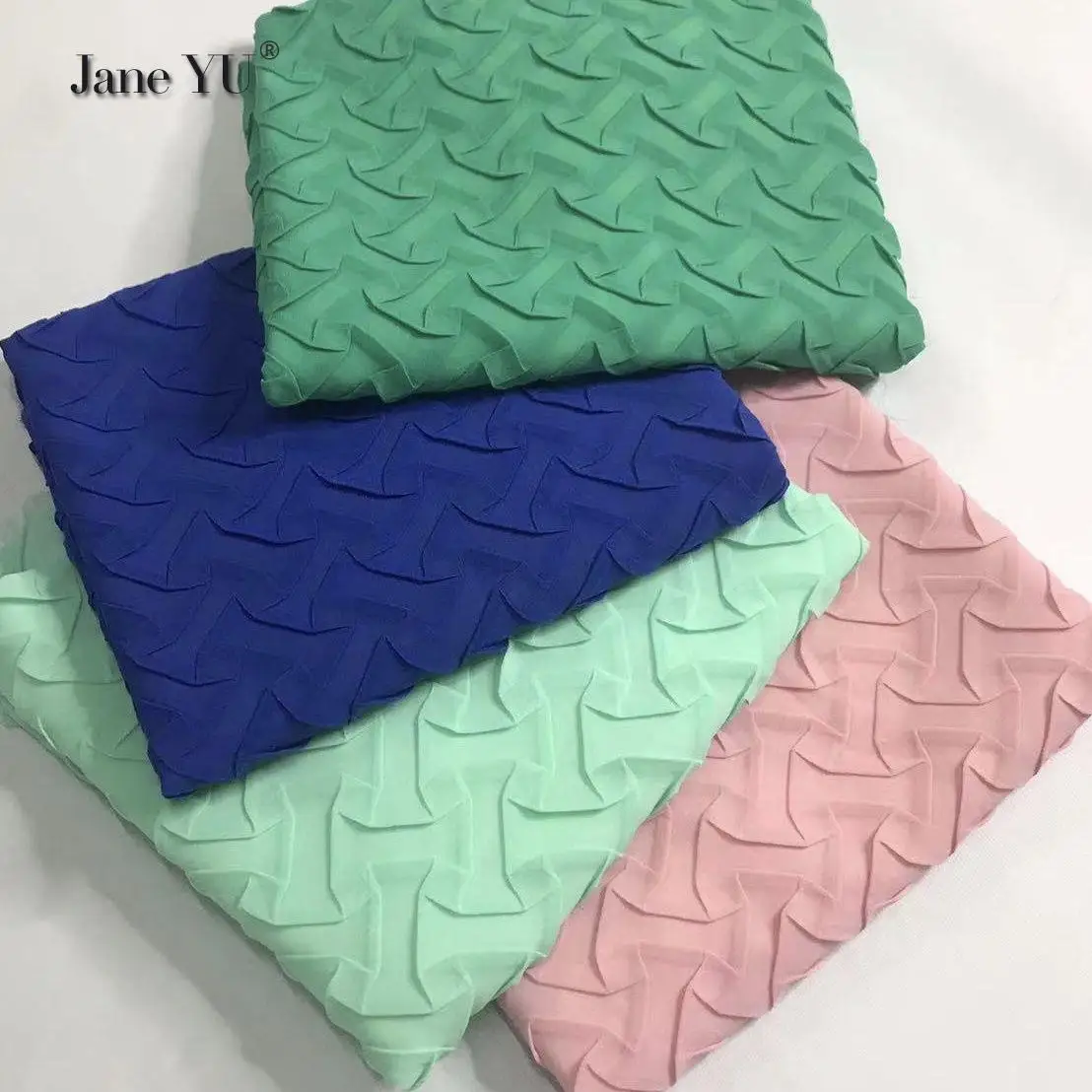 

3D Design Fabric Special Texture Diy Manual Crimping Chiffon Overlapping Knitting Garment Geometric Weaving Fabric