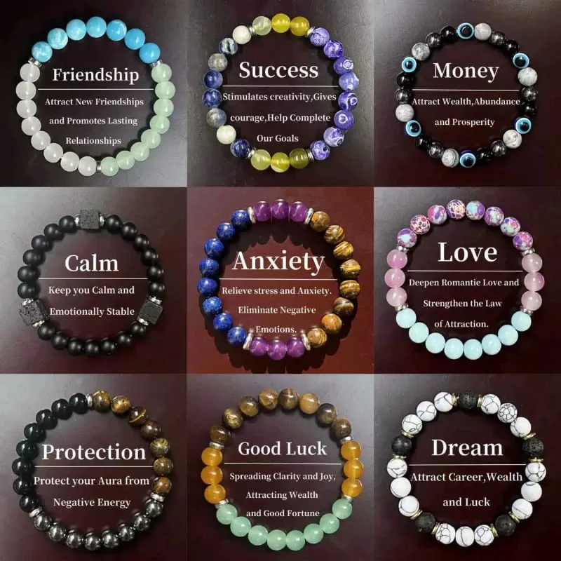 Depression Healing Crystal Beaded Bracelet Relieves Stress Anxiety Enhances Confidence Spiritual Inner Strength Jewelry Gift